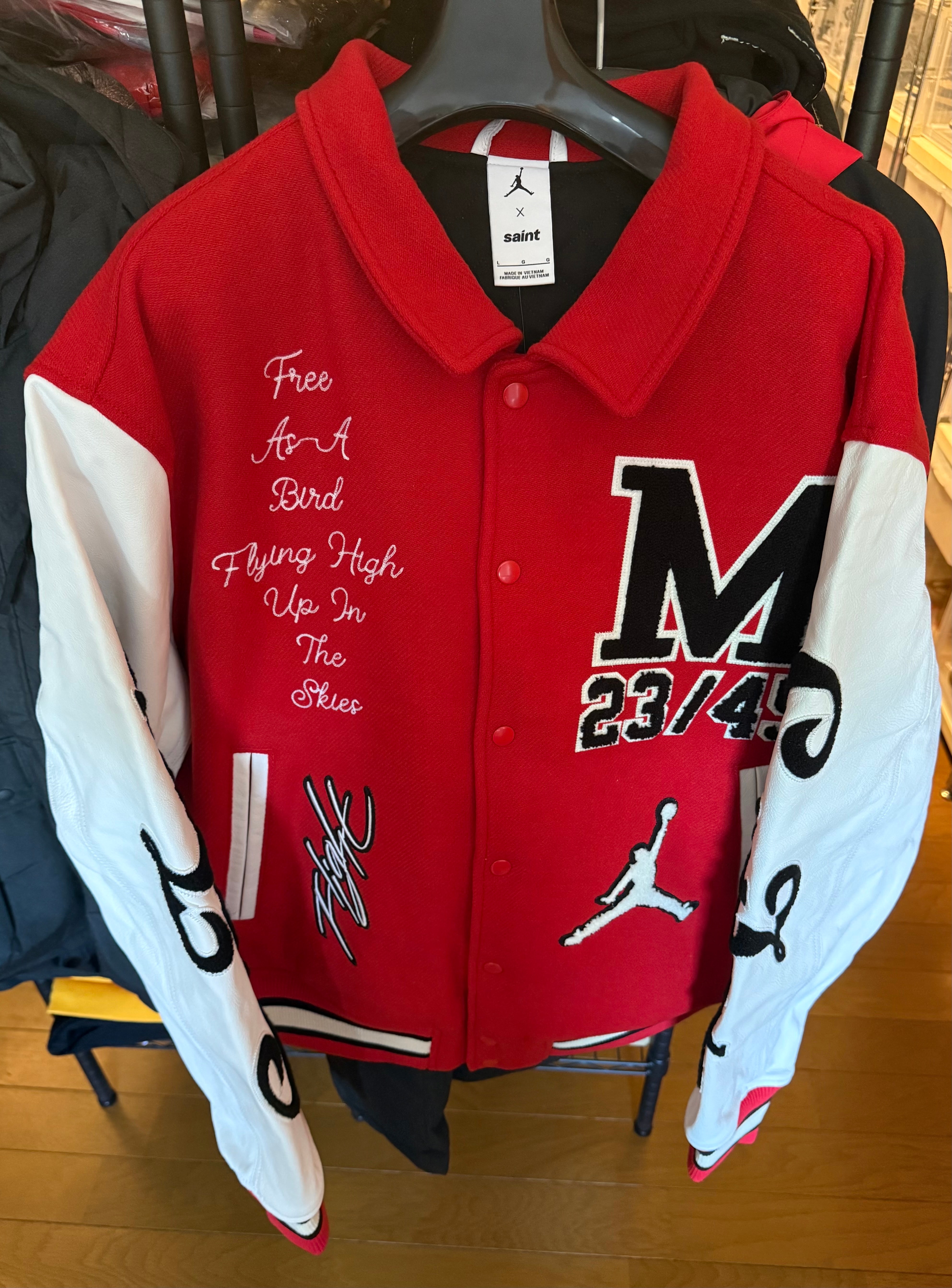 Nike Jordan x SAINT Mxxxxxx M J SM Varsity Jacket "Red/White"