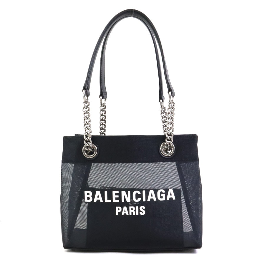 バレンシアガ BALENCIAGA ハンドバッグ DUTY FREE トートバッグ レザー/メッシュ ブラック レディース 741603【中古】 h32104i