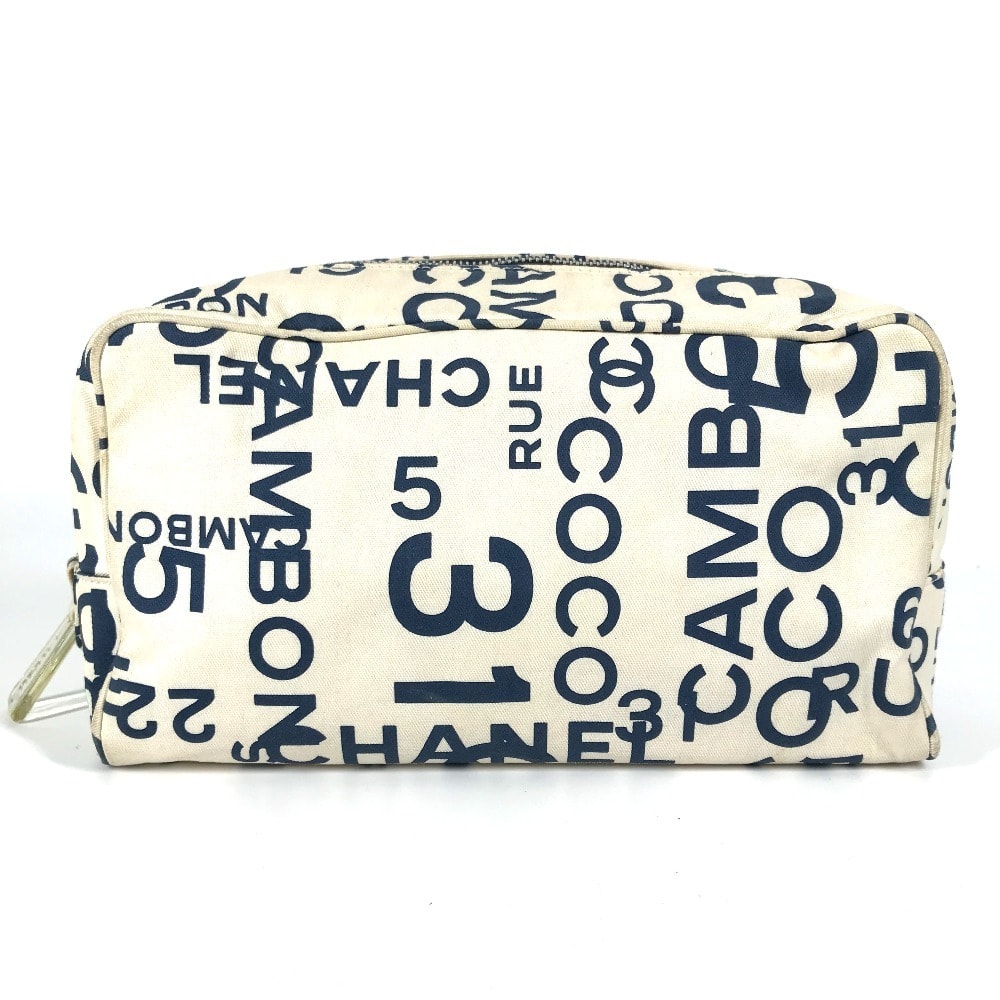 シャネル CHANEL ポーチ バイシーライン クラッチバッグ カバン ポーチ ポーチ キャンバス ホワイト