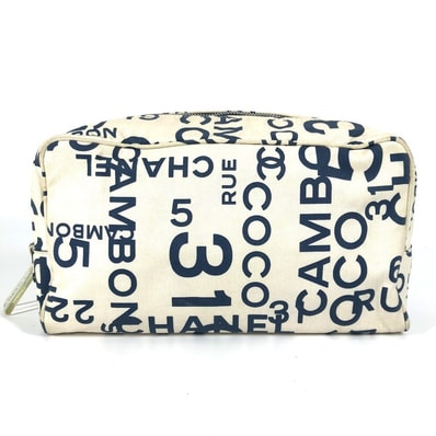 シャネル CHANEL ポーチ バイシーライン クラッチバッグ カバン ポーチ ポーチ キャンバス ホワイト