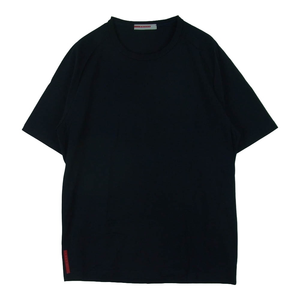 PRADA SPORTS プラダスポーツ バックジップポケット ラバーロゴ 半袖 Tシャツ ポルトガル製 ダークネイビー系 M【中古】