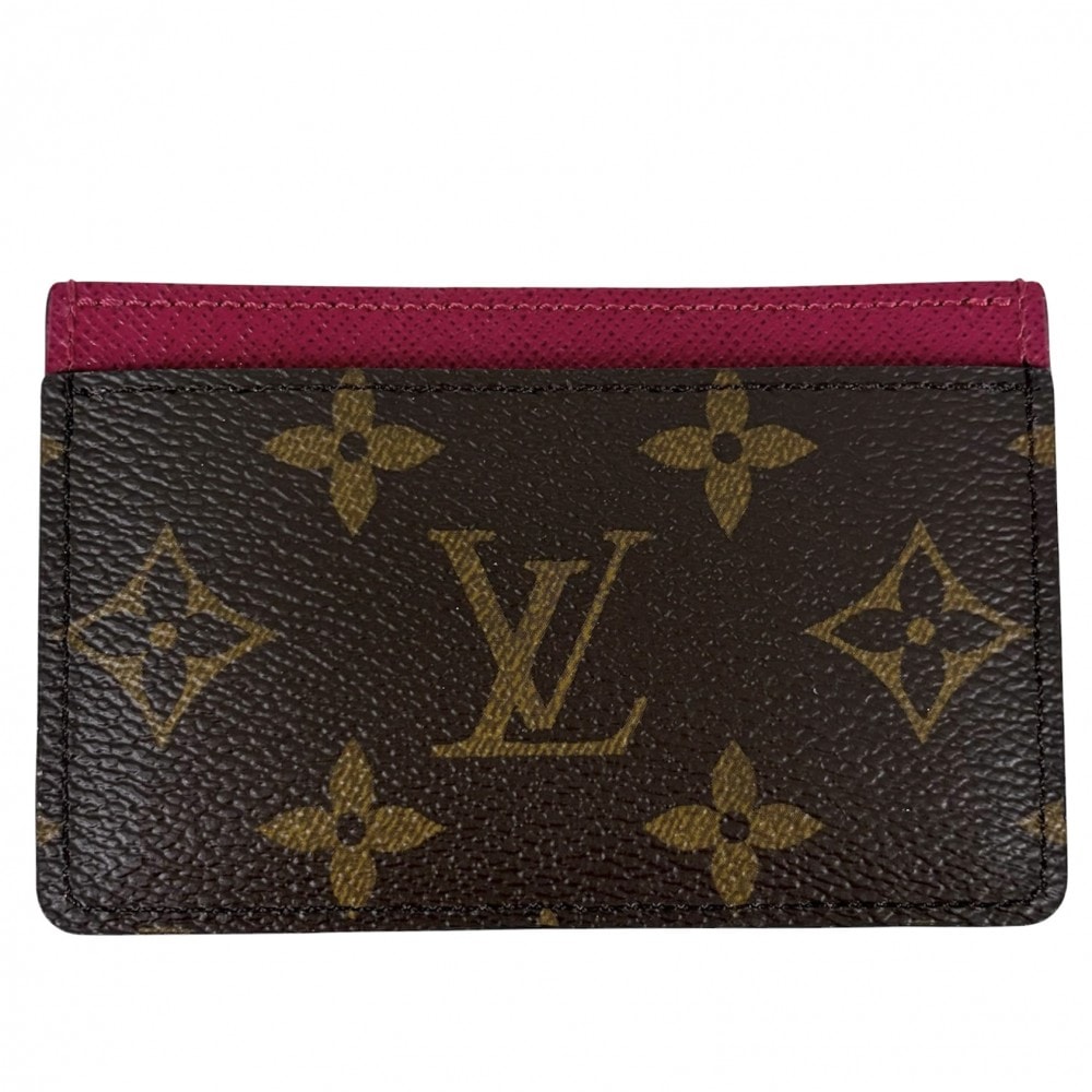 LOUIS VUITTON ルイヴィトン カードケース モノグラム ポルトカルト・サーンプル パスケース 小物 M60703    ブラウン 茶 フューシャ レディース 美品【中古品】