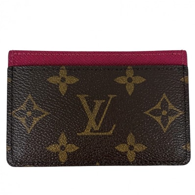 LOUIS VUITTON ルイヴィトン カードケース モノグラム ポルトカルト・サーンプル パスケース 小物 M60703 ブラウン 茶 フューシャ レディース 美品【中古品】