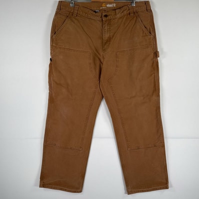 古着 カーハート Carhartt ワークパンツ ダブルニー ダック ペインターパンツ 作業着 ワンポイント ロゴ 大きいサイズ w40 L30 ベージュ メンズ