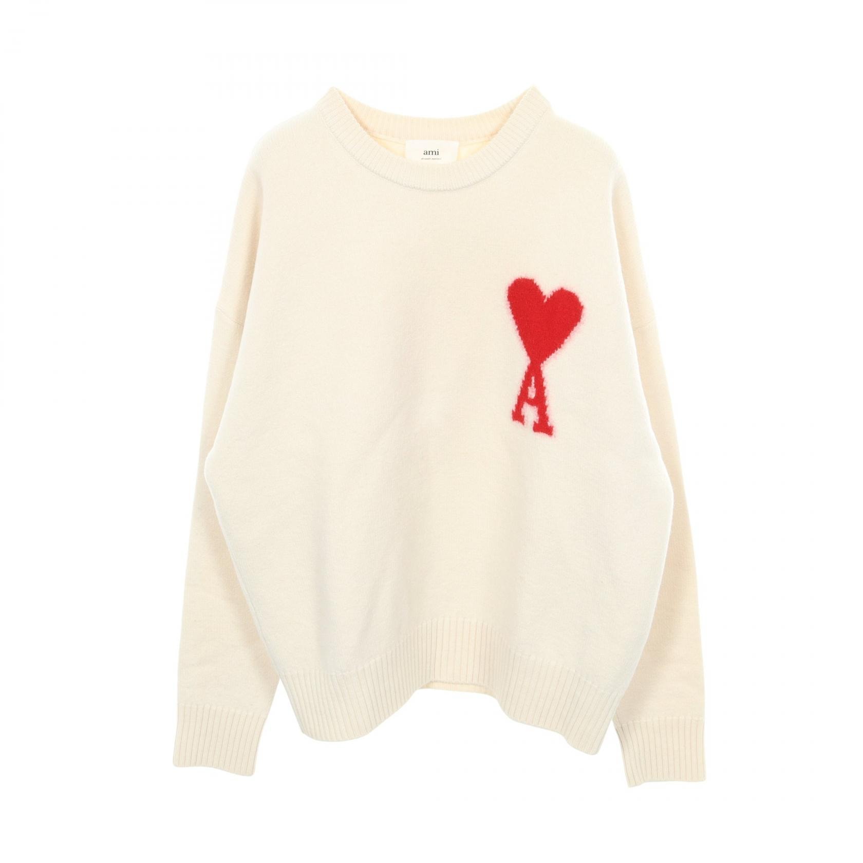 アミ AMI Ami de Coeur ニット 衣料品 トップス ウール メンズ ホワイト系 【中古】