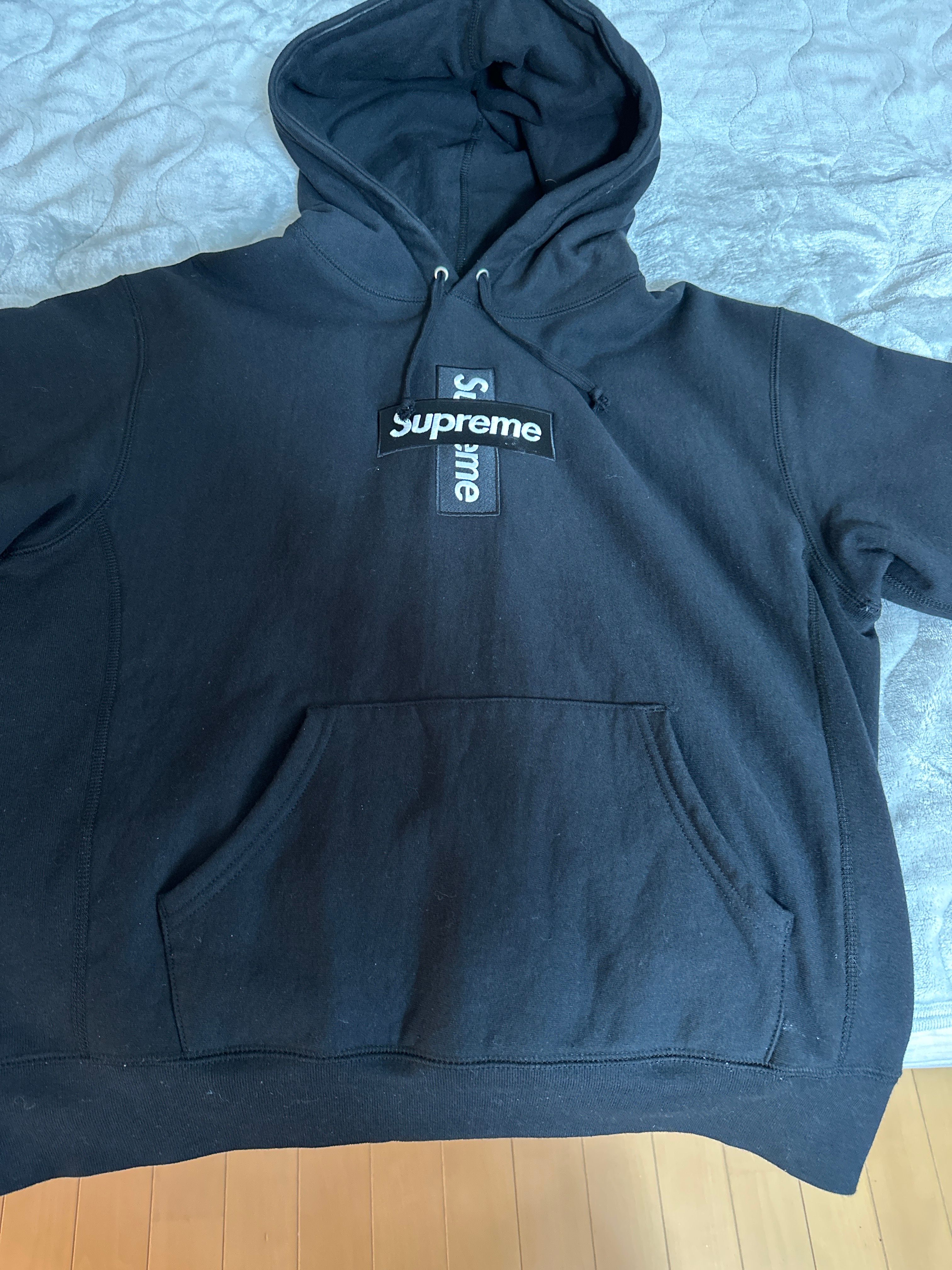 Supreme Cross Box Logo Hooded Sweatshirt "Black"