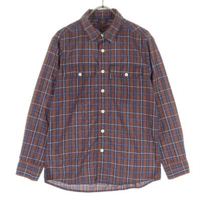 美品 mont-bell モンベル 長袖 チェックシャツ XS ブラウン系 ネイビー