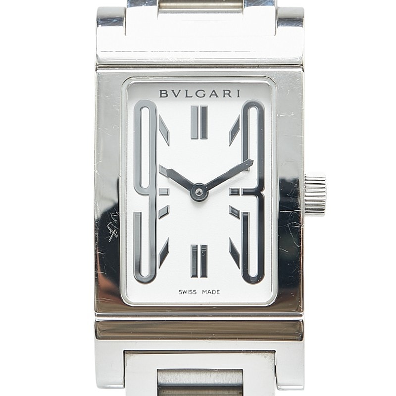 ブルガリ レッタンゴロ 腕時計 RT39S クオーツ ホワイト文字盤 ステンレススチール レディース BVLGARI 【中古】