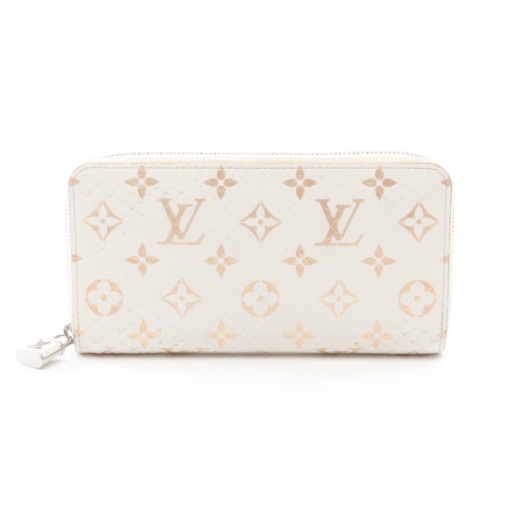 ルイ・ヴィトン LOUIS VUITTON ジッピーウォレット モノグラムエキゾチック ラテ ラウンド長財布 財布 エキゾチックレザー レディース ホワイト系 / ゴールド系 N97773 【中古】