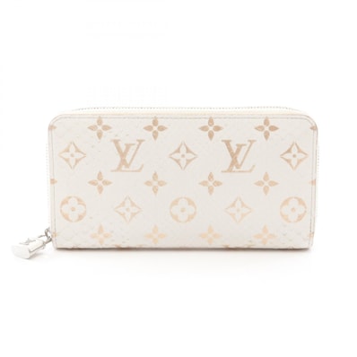 ルイ・ヴィトン LOUIS VUITTON ジッピーウォレット モノグラムエキゾチック ラテ ラウンド長財布 財布 エキゾチックレザー レディース ホワイト系 / ゴールド系 N97773 【中古】