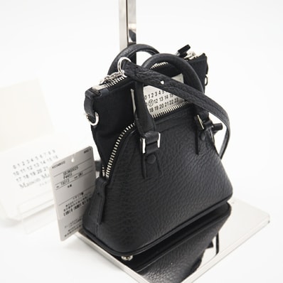 極美品 MAISON MARGIELA メゾンマルジェラ 5AC キャンバスxレザー ベビー 2WAYショルダー SB3WG0025 ショルダーバッグ ブラック キャンバス レザー レディース