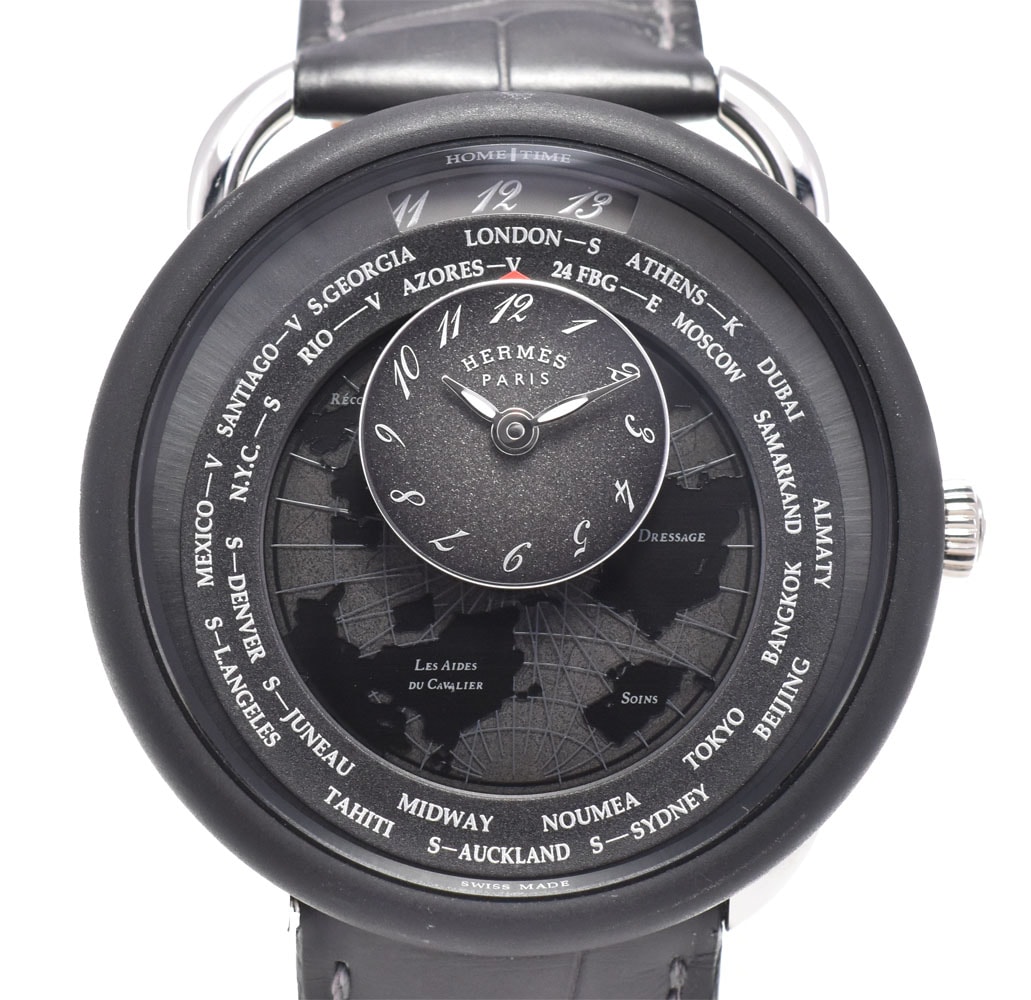 値下 エルメス HERMES AR10.741.330 ル タン ヴォヤジャー デイト 自動巻き メンズ 美品 箱・保証書付き D#144501