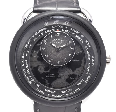 値下 エルメス HERMES AR10.741.330 ル タン ヴォヤジャー デイト 自動巻き メンズ 美品 箱・保証書付き D#144501