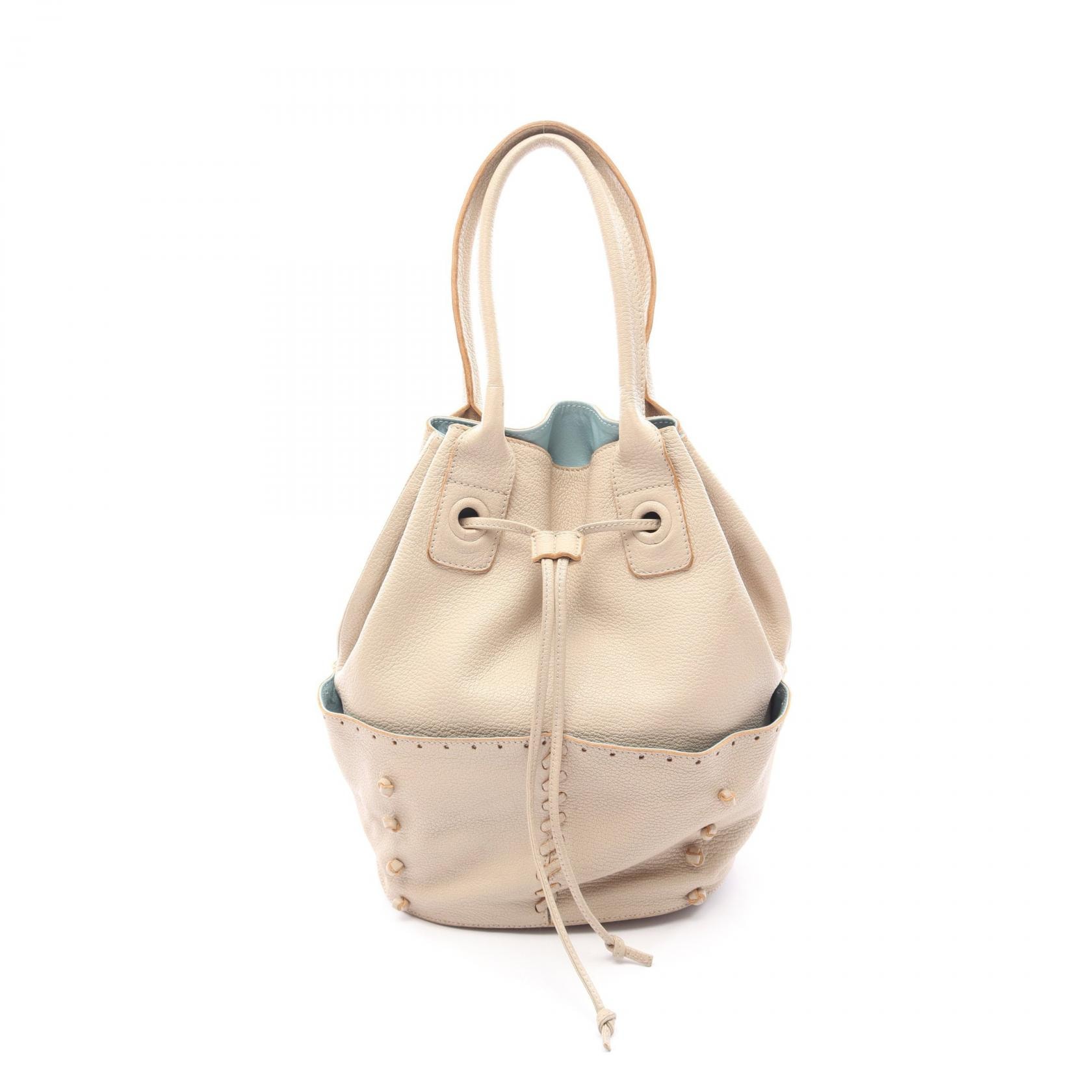 ボッテガヴェネタ BOTTEGA VENETA 巾着 ハンドバッグ バッグ レザー レディース ベージュ系 【中古】