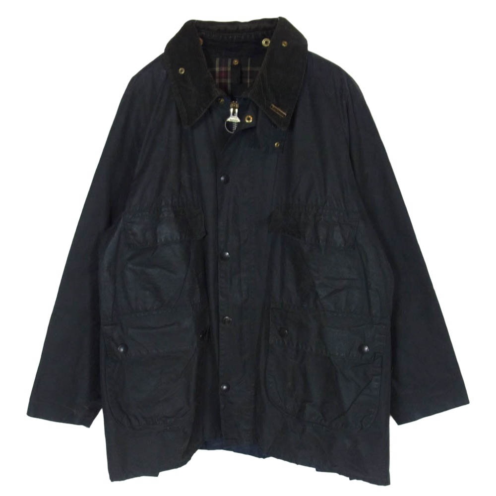 Barbour バブアー BEDALE ビデイル 3ワラント 裏地タータン チェック オイルド ジャケット ブラック系 42【中古】