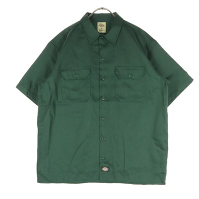 美品 Dickies ディッキーズ 半袖 ワークシャツ M グリーン