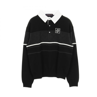 ルイ・ヴィトン LOUIS VUITTON モノグラム ジャカード ロングスリーブ ポロシャツ 衣料品 トップス コットン メンズ ブラック系 / ホワイト系 / グリーン系 【中古】
