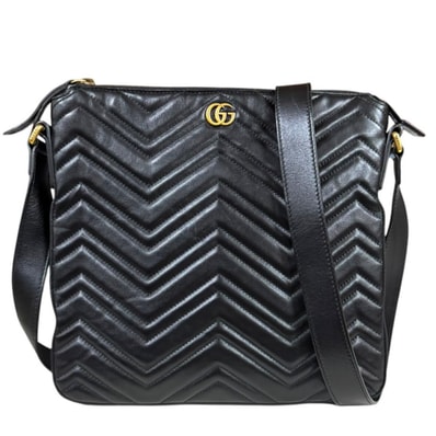 グッチ キルティング ショルダーバッグ GGマーモント ショルダーバッグ レザー 523369 ブラック レディース GUCCI 中古