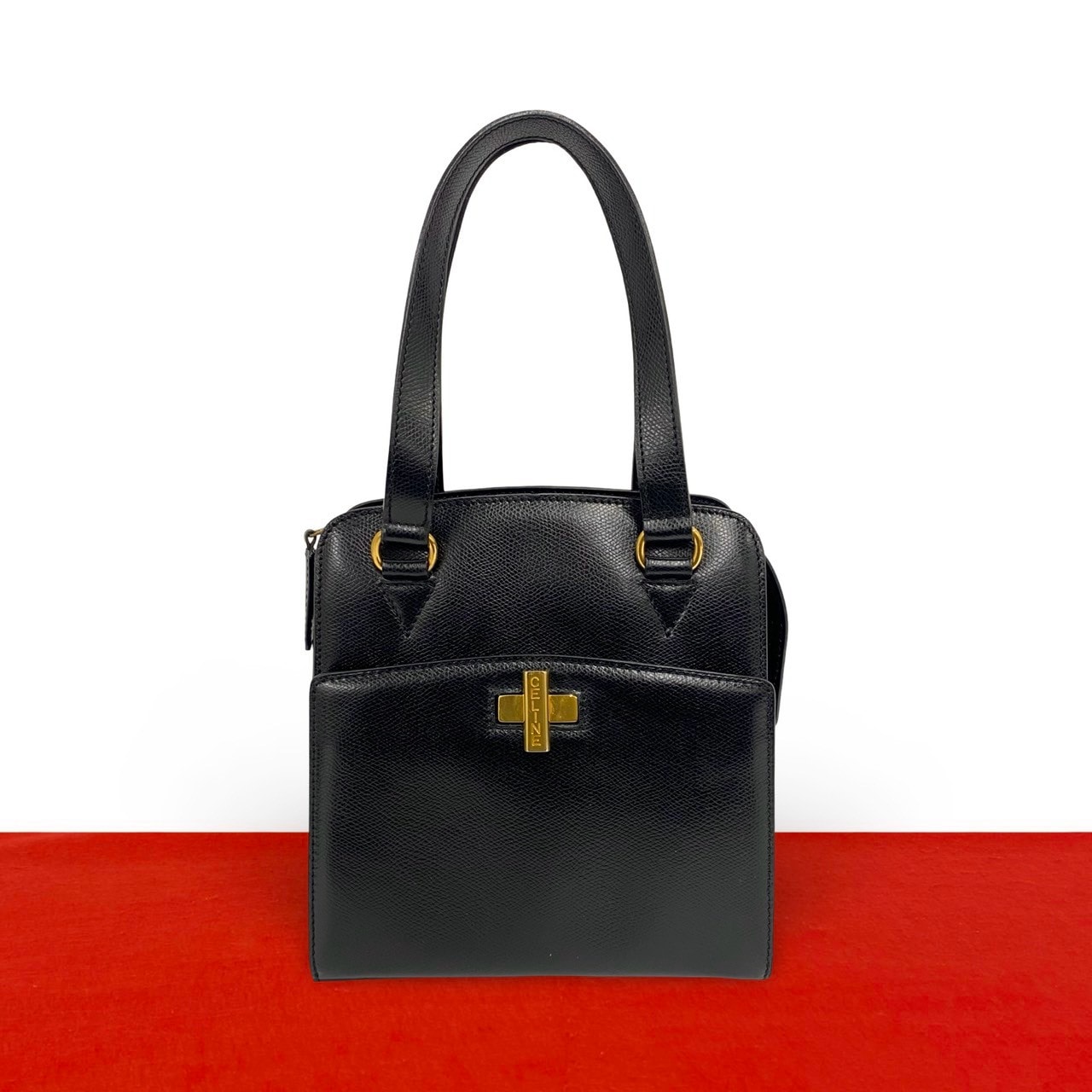 B (目立った傷や汚れなし)】CELINE セリーヌ ロゴ 金具 レザー