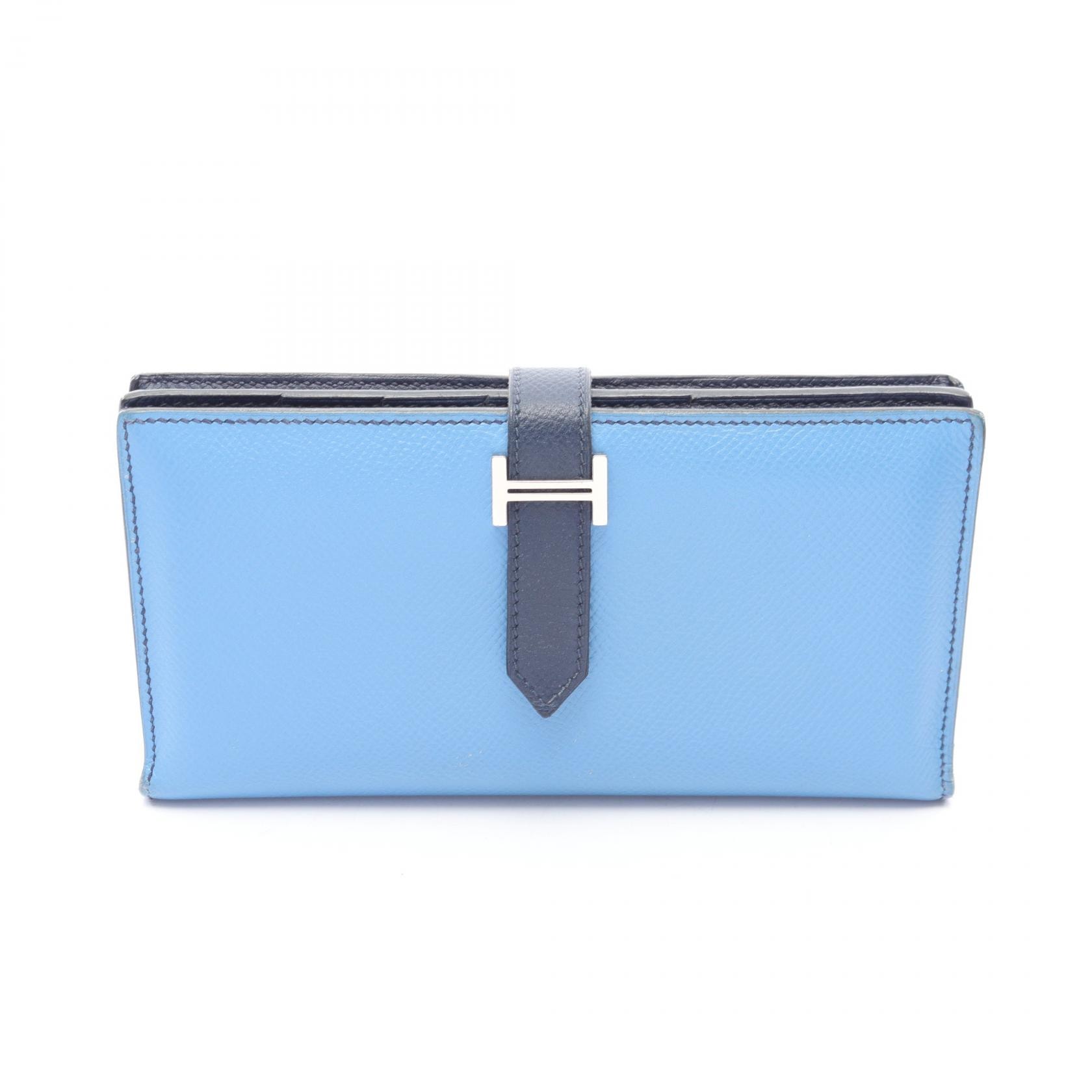 エルメス HERMES ベアンスフレ 二つ折り長財布 財布 レザー ヴォーエプソン ヴォーエプソン ブルーパラダイス T刻印(2015年製造) レディース ブルー系 / ネイビー系 / ブルーサフィール 【中古】