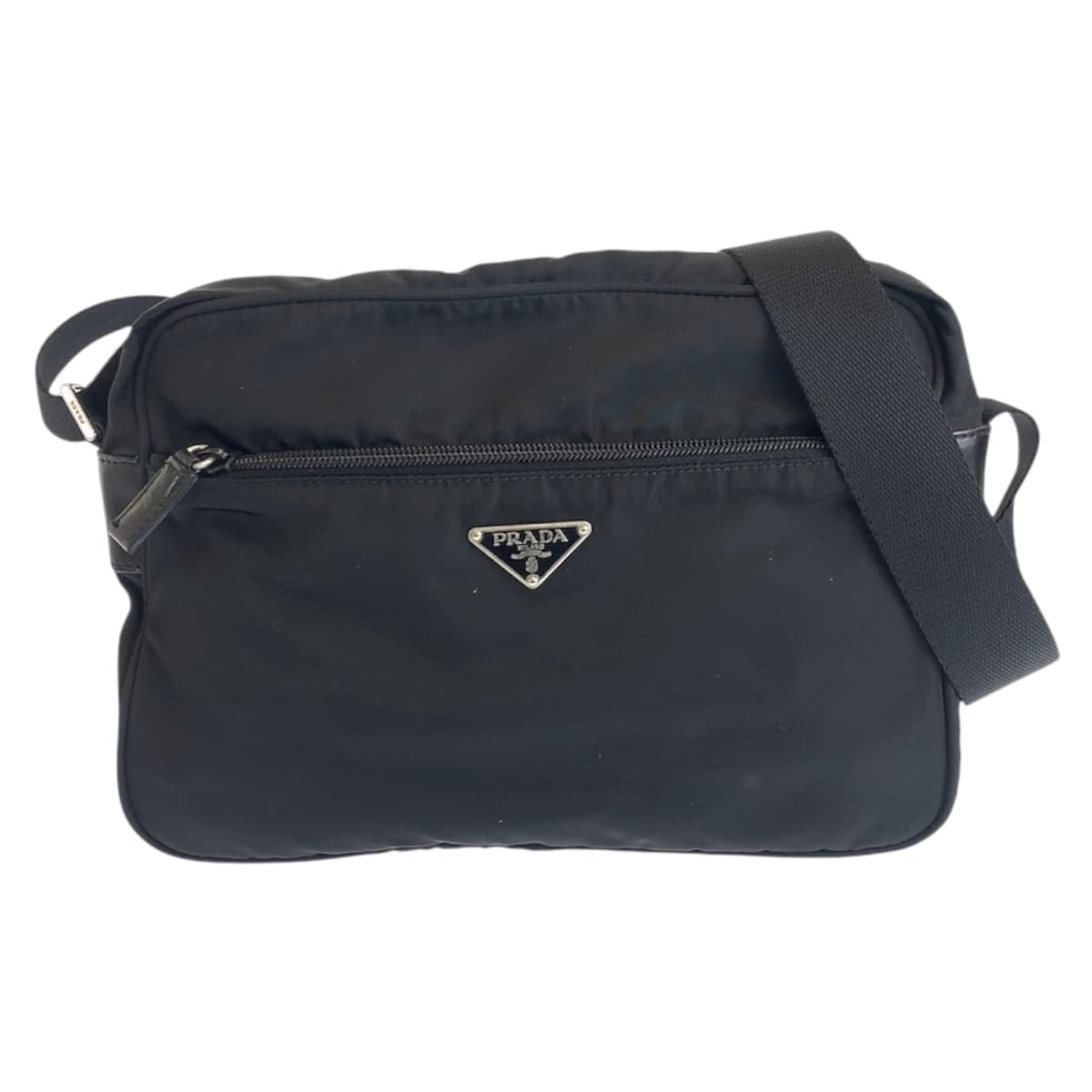 美品 PRADA プラダ テスート 三角ロゴプレート ブラック 黒 シルバー金具 ナイロン ショルダーバッグ ポシェット 600472 【中古】