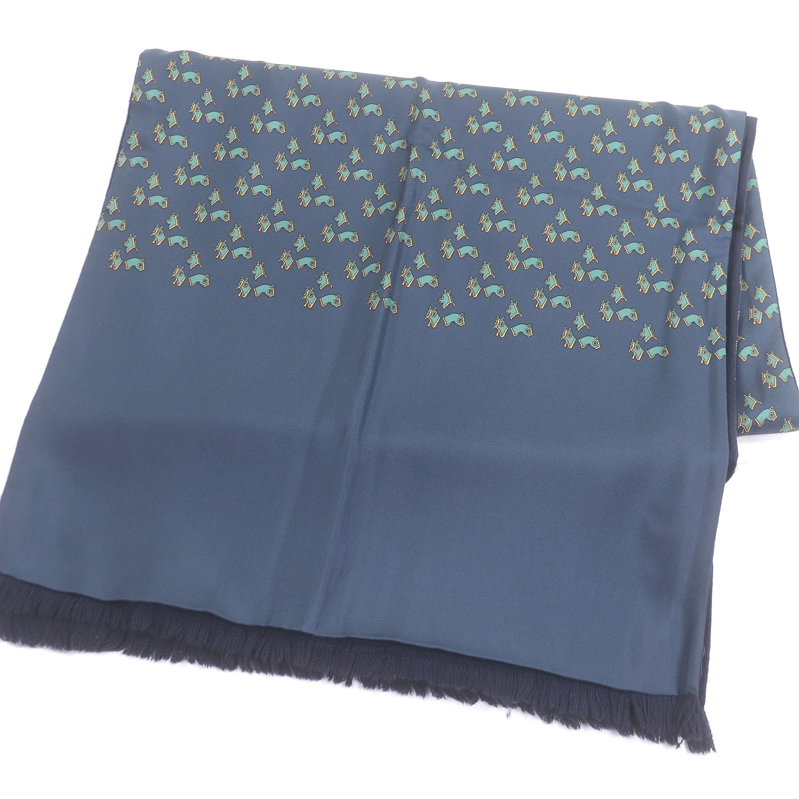 極美品 エルメス マフラー ネイビー メンズ