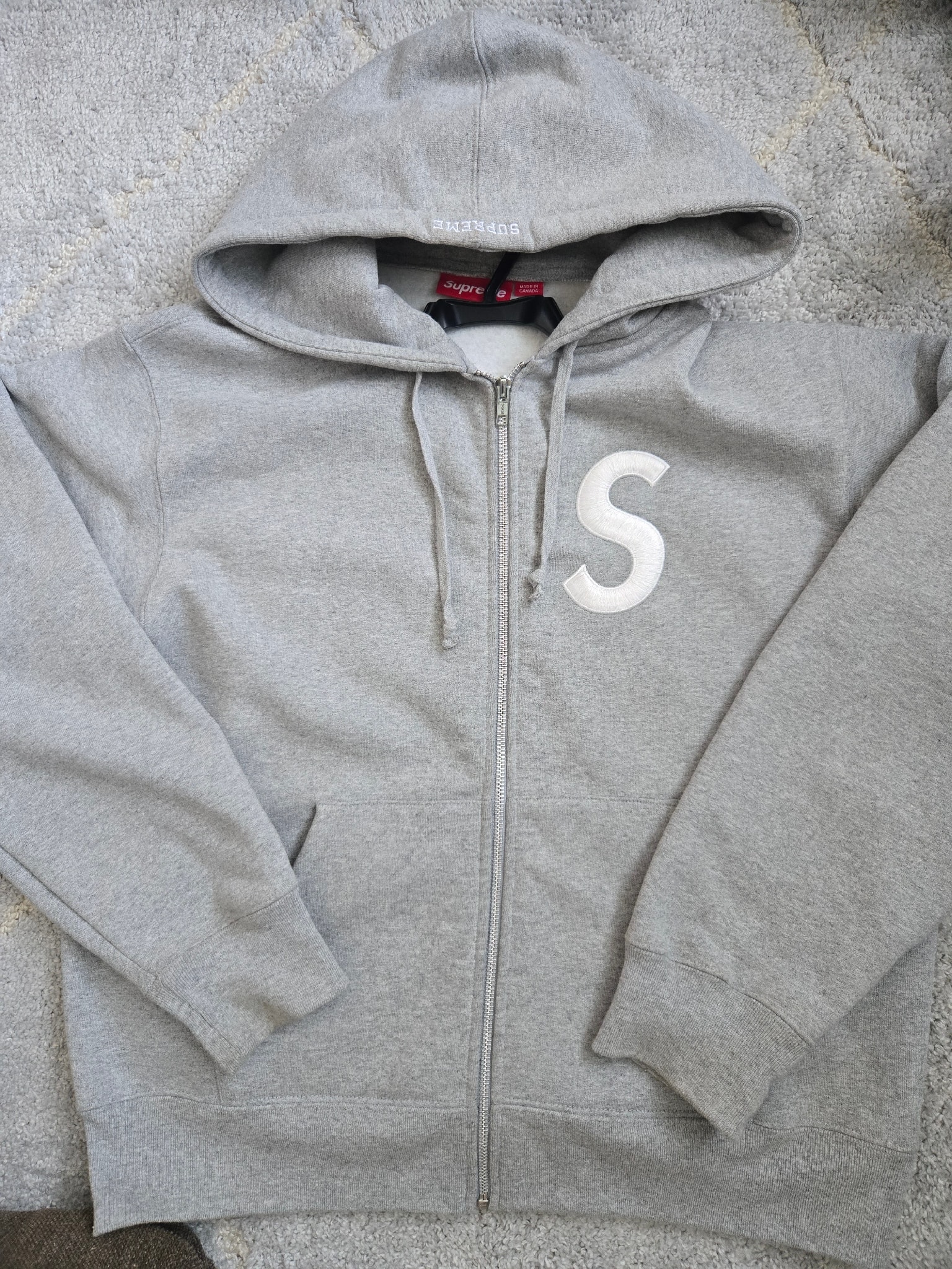 Supreme S Logo Zip Up Hooded Sweatshirt (25FW) "Heather Grey"