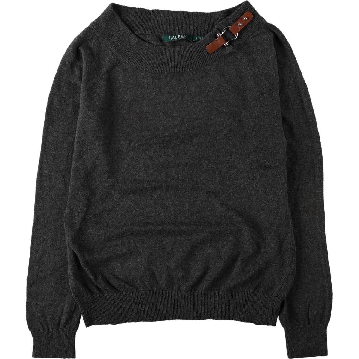 古着 ラルフローレン Ralph Lauren LAUREN ローレン ボートネック バックル付き コットンニットセーター レディースL相当/eaa683098