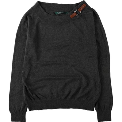 古着 ラルフローレン Ralph Lauren LAUREN ローレン ボートネック バックル付き コットンニットセーター レディースL相当/eaa683098