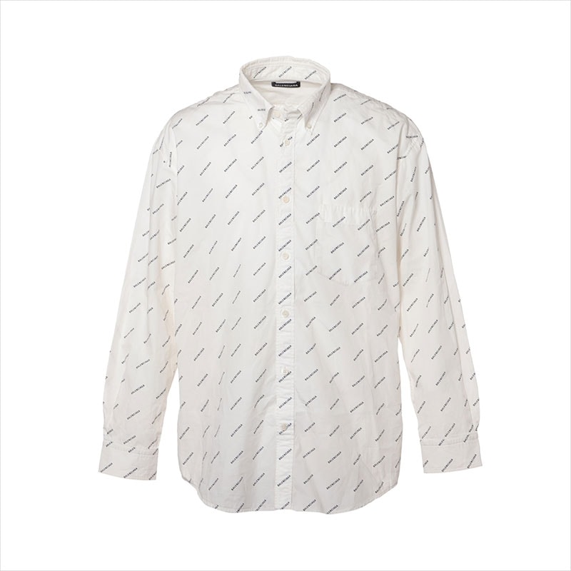 バレンシアガ BALENCIAGA コットン サイズ 39 ロゴ 総柄 18年 長袖シャツ【中古】