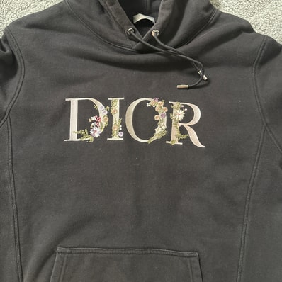 Dior Flowers Logo Embroidery Hoodie "Black"