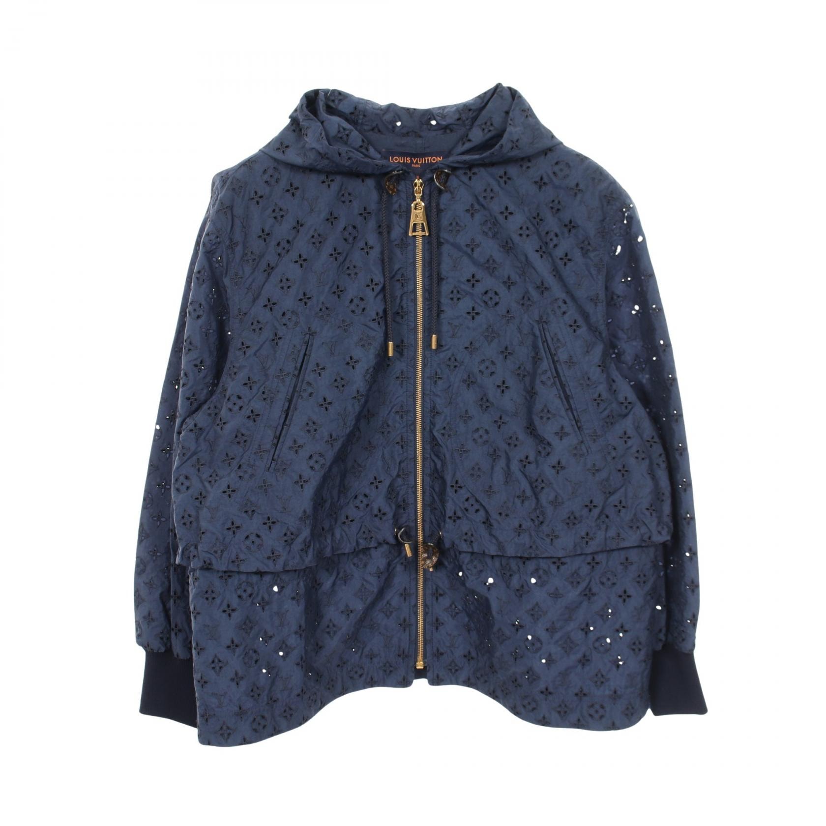 ルイ・ヴィトン LOUIS VUITTON ブロデリーアングレーズモノグラムパーカー フード付き 衣料品 アウター ナイロン ポリエステル レディース ネイビー系 RW222W O78 FNVB04 【中古】