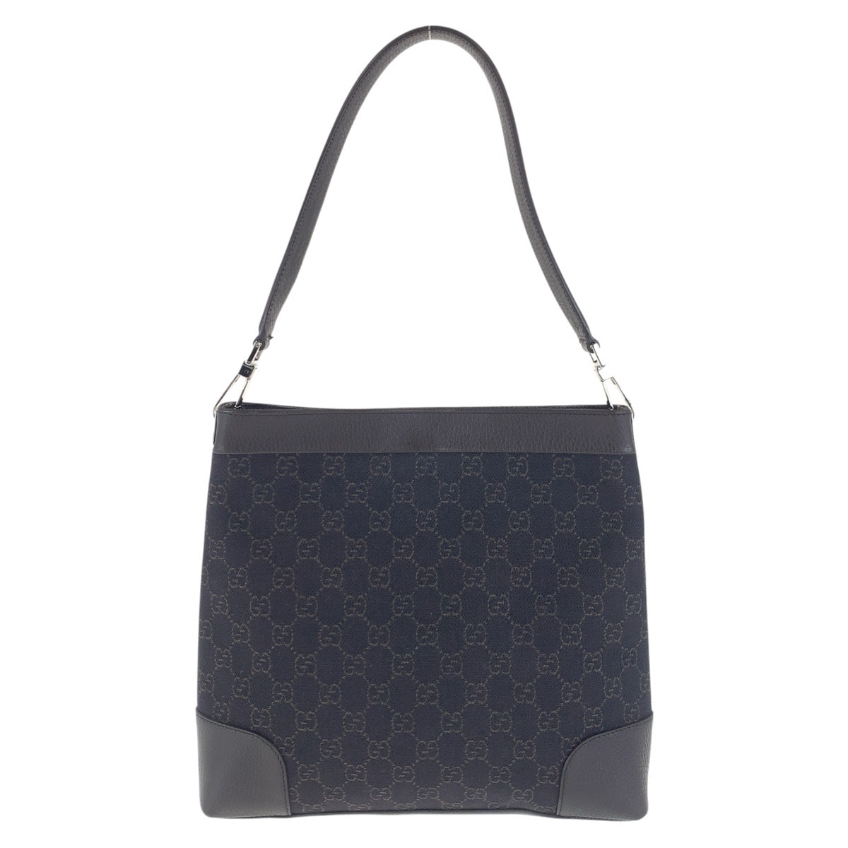 美品 GUCCI グッチ ダークブラウン シルバー金具 GGキャンバス レザー/ ショルダーバッグ 506092 【中古】