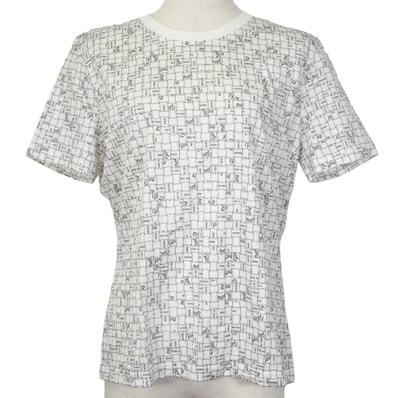 【渋谷並木橋店】HERMES エルメス 半袖Tシャツ ボルデュック チェック 白 (ホワイト)/黒 (ブラック) コットン100% #42 新品未使用