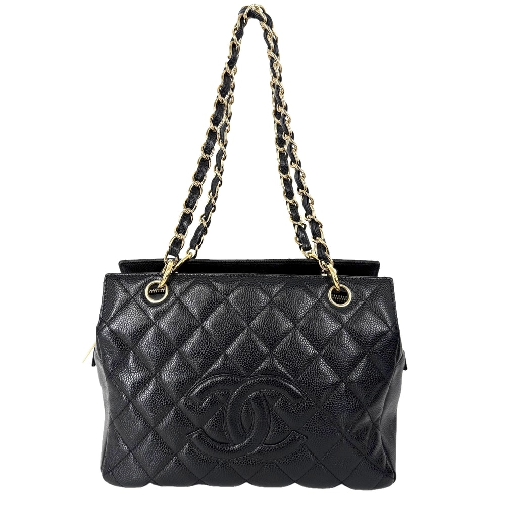 CHANEL シャネル トートバッグ PTT マトラッセ チェーンハンドバッグ 肩掛け ココマーク  キャビアスキン   ブラック 黒 ゴールド金具 レディース【中古品】
