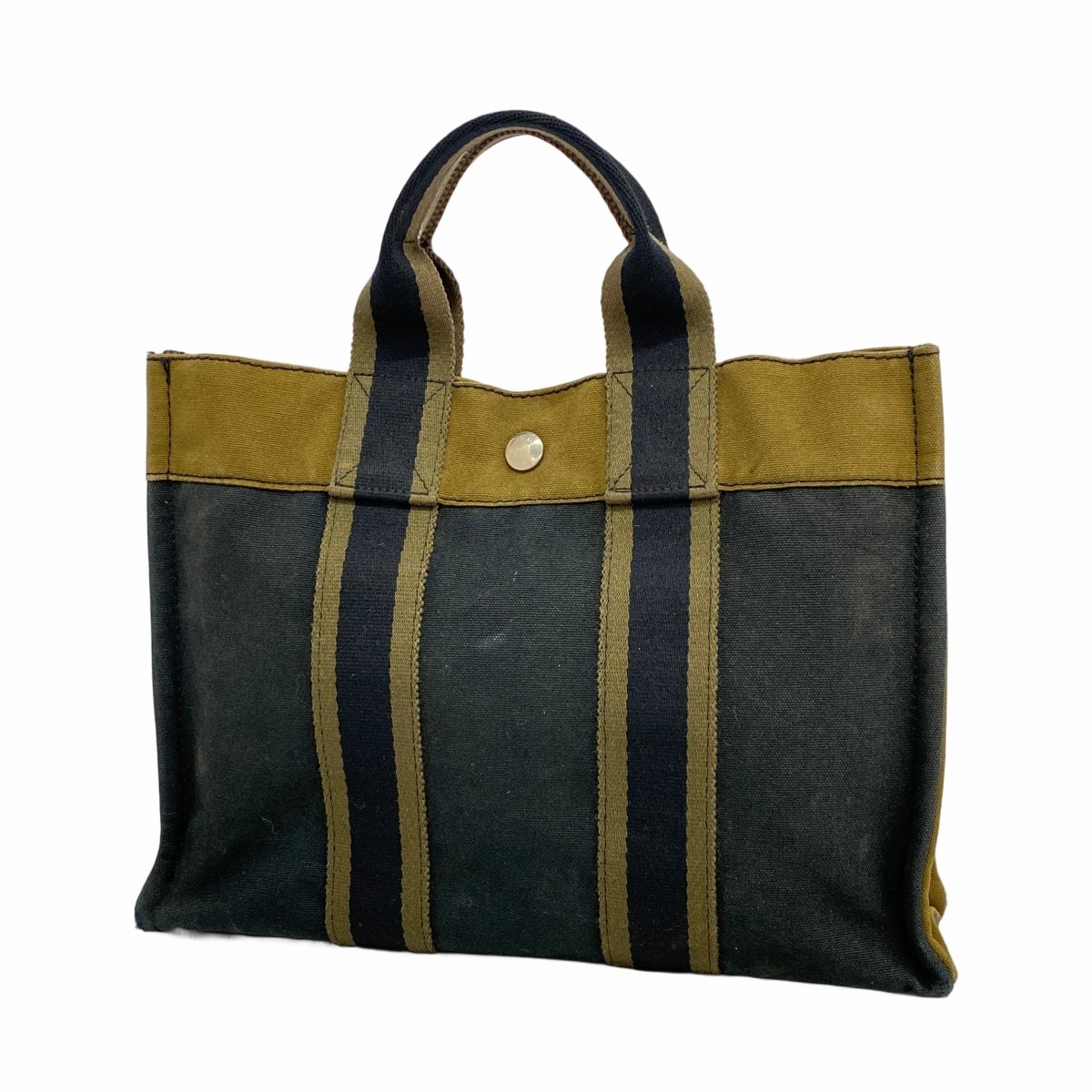 【6ea0338】エルメス トートバッグ フールトゥPM キャンバス ブラック カーキ シルバー金具【中古】メンズ レディース ユニセックス