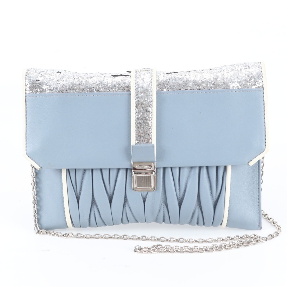 【定価13万】miu miu ミュウミュウ グリッター チェーンバッグ希少カラー D (傷や汚れあり)】ミュウミュウ マテラッセ グリッター チェーン