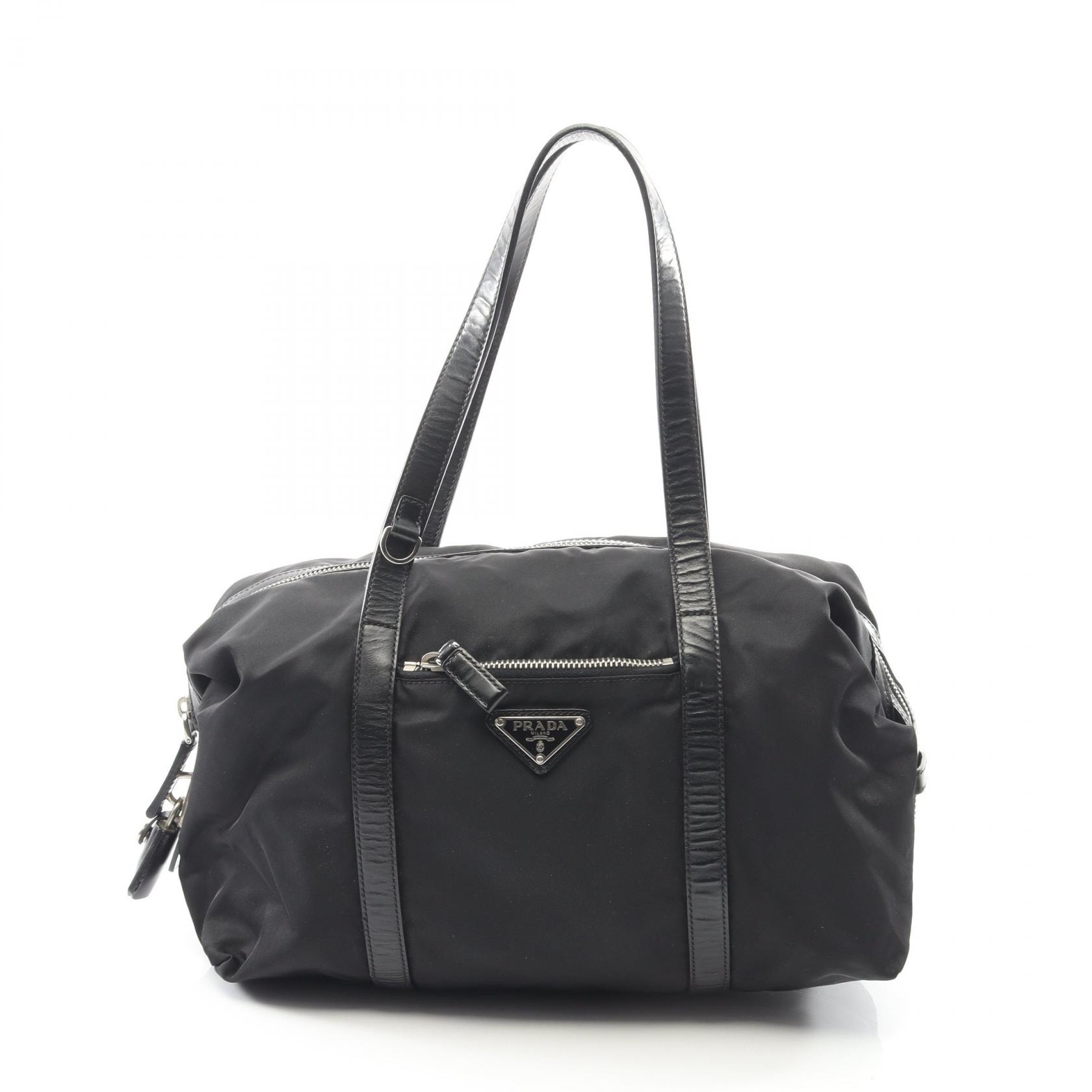プラダ PRADA TESSUTO SHOPPIN ハンドバッグ バッグ ナイロン レザー レディース ブラック系 BR3248 【中古】