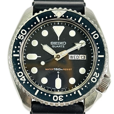 正常可動 SEIKO セイコー 7548-7000 クォーツダイバー 腕時計 ステンレススチール 文字盤ブラック 防水 WATER 150m RESIST メンズ