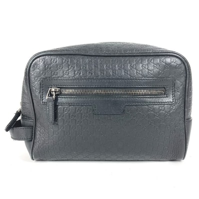 グッチ GUCCI GG ロゴ 419775 グッチシマ クラッチバッグ カバン ポーチ 持ち手つき セカンドバッグ シマレザー ブラック