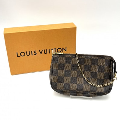 LOUIS VUITTON(ルイヴィトン)ミニ・ポシェット・アクセソワール ダミエ・エベヌ アクセサリーポーチ チェーンバッグ FL3078【中古】