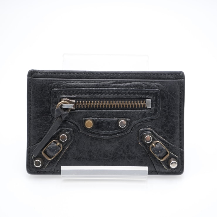 BALENCIAGA(バレンシアガ)クラシック コンチネンタル ヴィンテージ カードケース カードホルダー ブラック レザー スタッズ ファスナーポケット付き 253051 レディース【中古】