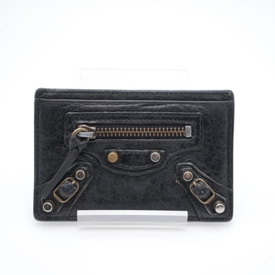 BALENCIAGA(バレンシアガ)クラシック コンチネンタル ヴィンテージ カードケース カードホルダー ブラック レザー スタッズ ファスナーポケット付き 253051 レディース【中古】
