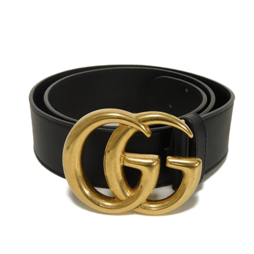 C (やや傷や汚れあり)】GUCCI グッチ GGエンブレム ワイド レザー 40MM