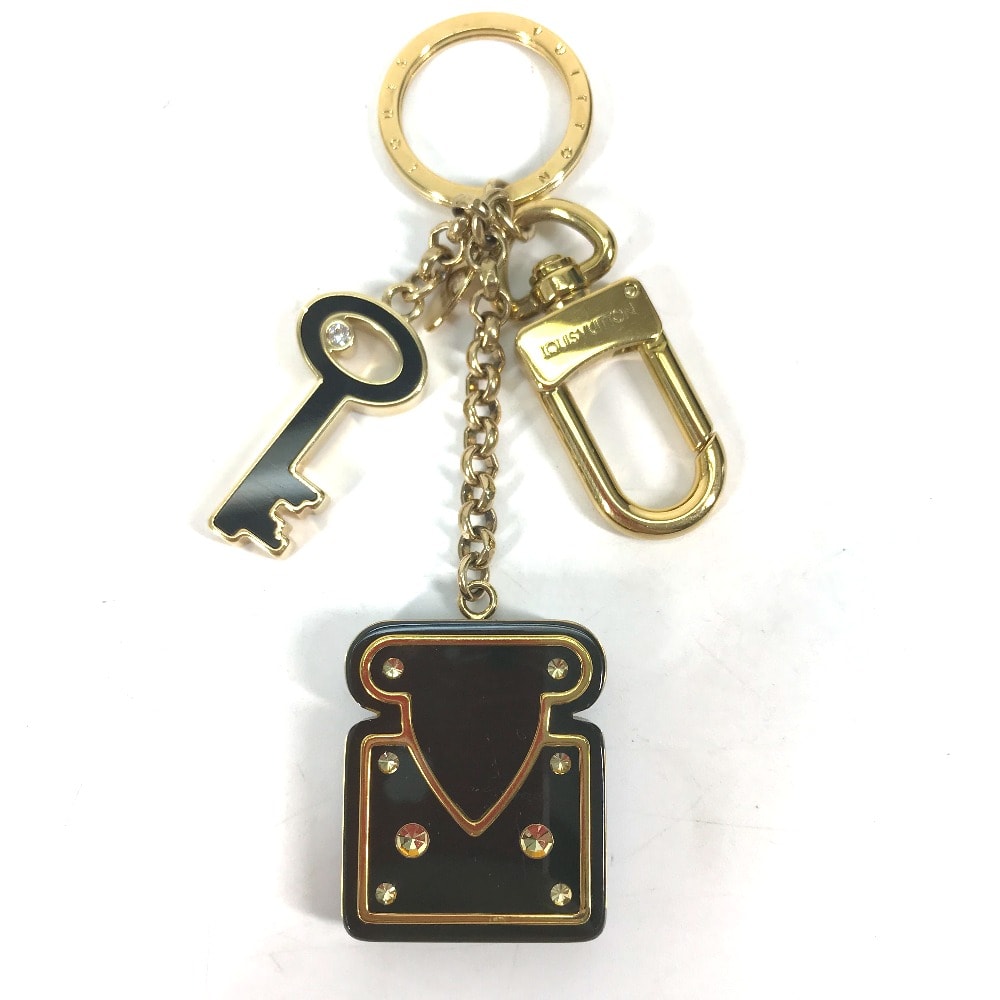 ルイヴィトン LOUIS VUITTON ロックモチーフ キーホルダー M66979 パドロック ラインストーン バッグチャーム キーホルダー メタル ブラック