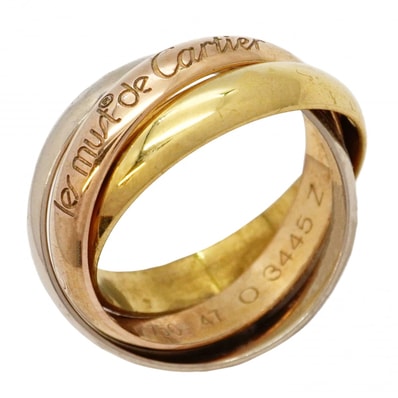 【6jdb0176】カルティエ リング トリニティ クラシックモデル K18YG イエローゴールド K18WG ホワイトゴールド K18PG ピンクゴールド #47【中古】レディース
