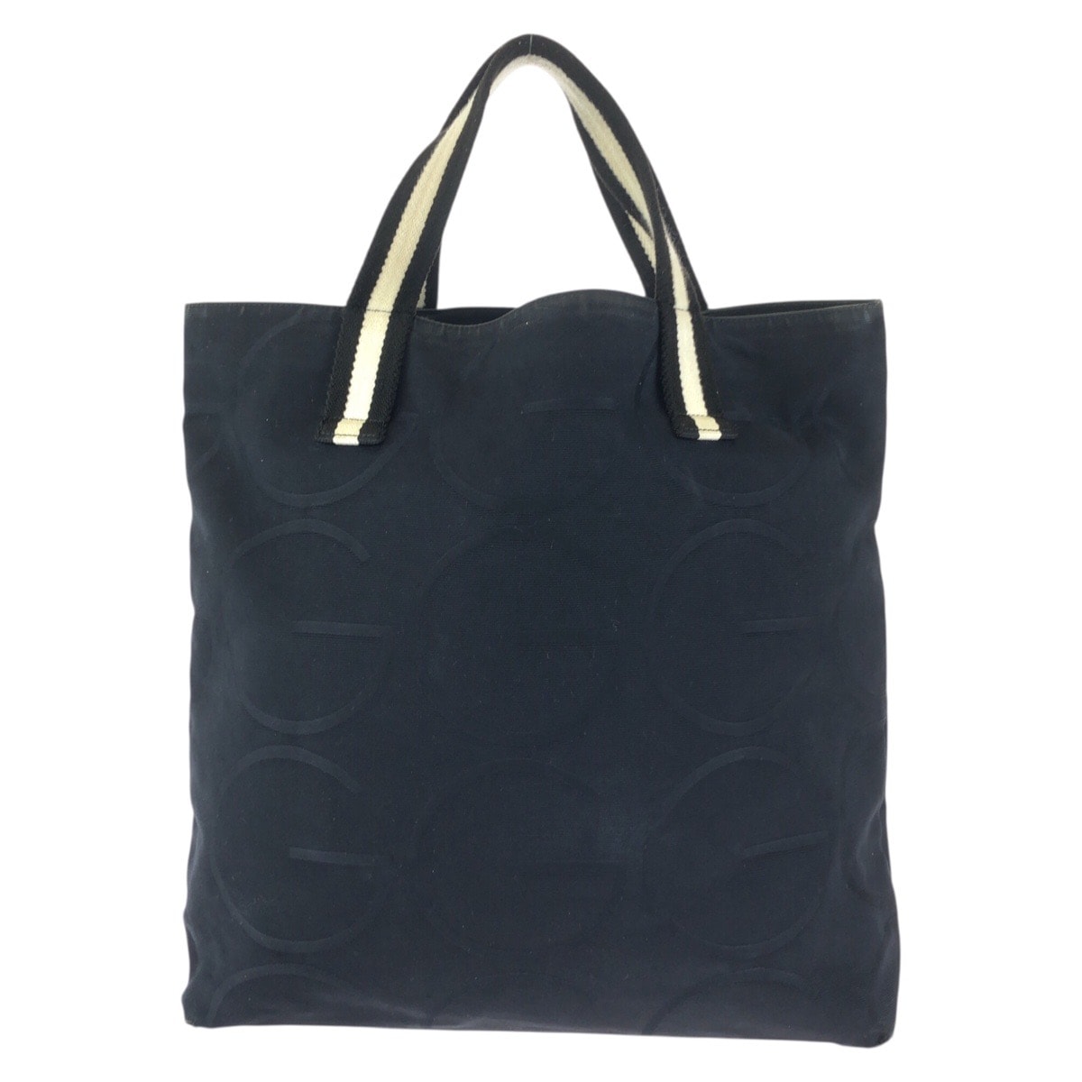 GUCCI グッチ Gロゴ ブラック ホワイト キャンバス トートバッグ ハンドバッグ 604502 【中古】