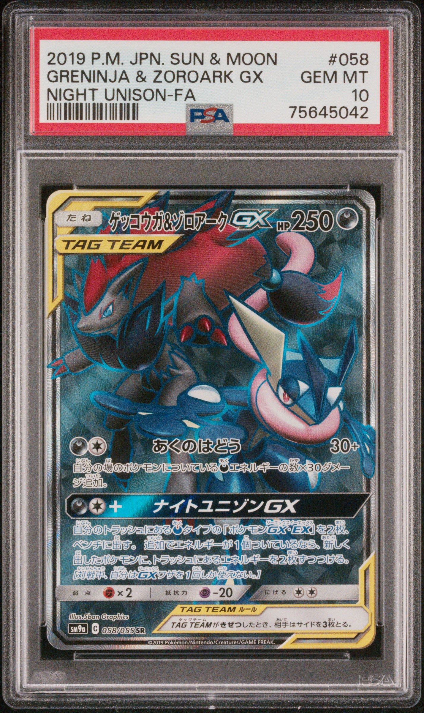 ゲッコウガ&ゾロアークGX SR[SM9a 058/055](強化拡張パック「ナイトユニゾン」)
