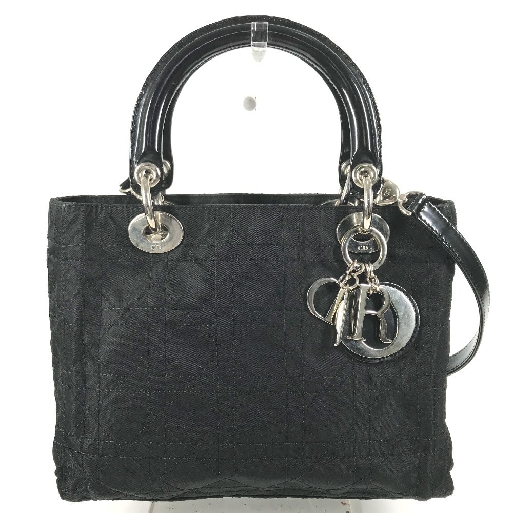 ディオール Dior カナージュ レディディオール lady dior 2WAYバッグ ショルダーバッグ ハンドバック バック カバン トートバッグ ハンドバッグ ナイロン ブラック