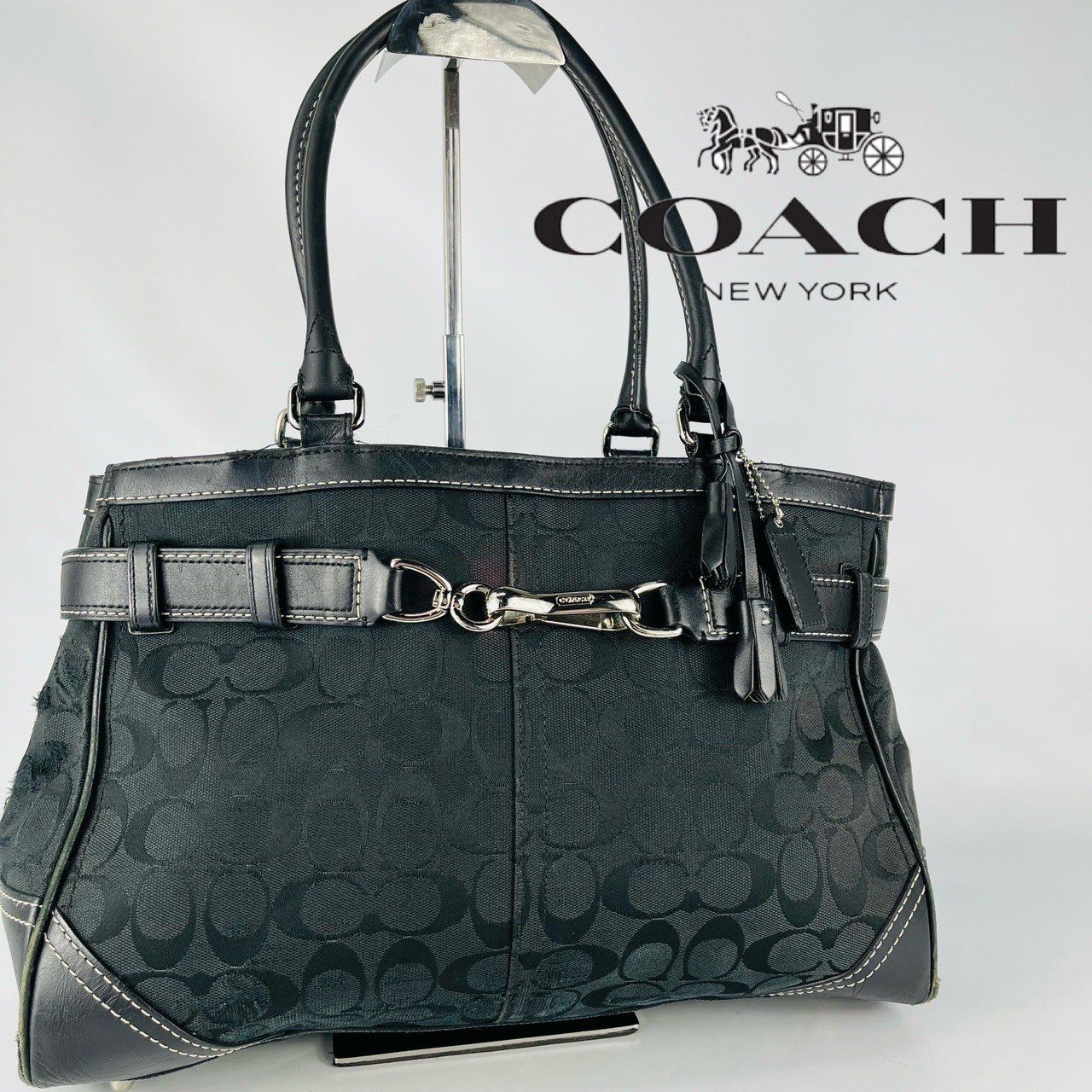 【残り1品】COACHコーチ シグネチャー トートバッグ ブラック